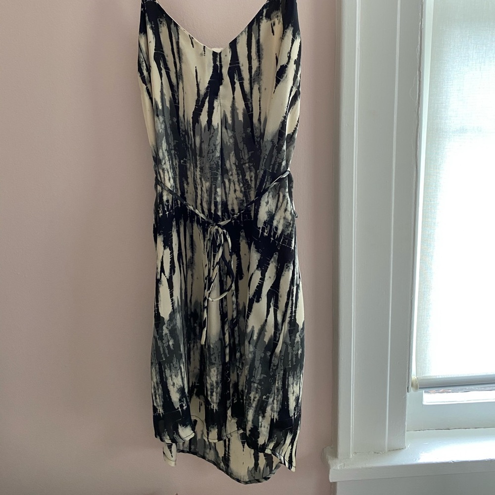 Black and white tie dye silk dress